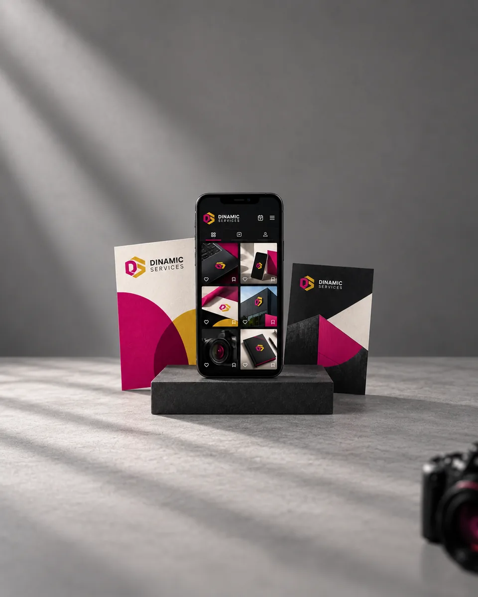 Móvil con contenido de marca y propuestas visuales para una campaña digital