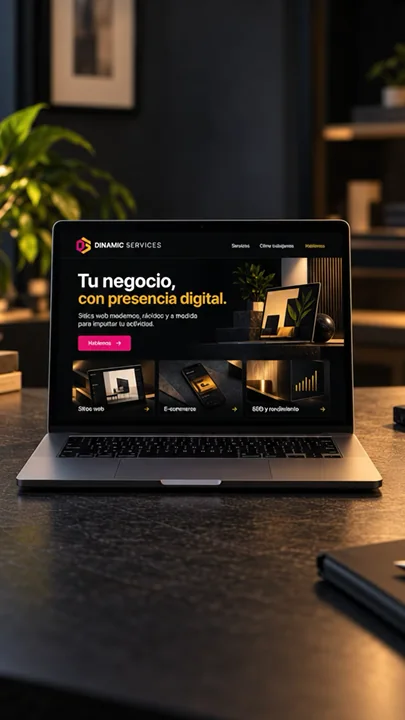 Propuesta de página web de Dinamic Services en un portátil